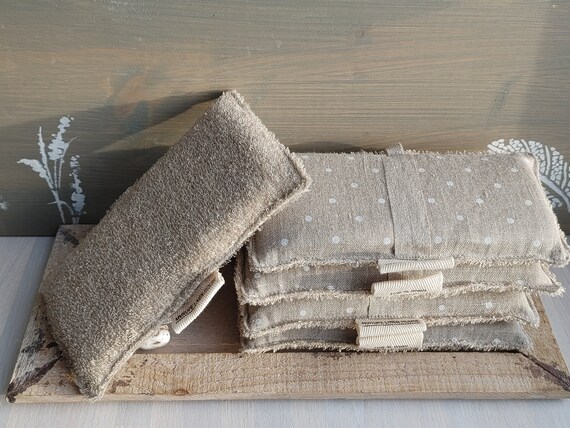 ZERO WASTE large sponge, Linen reusable washcloth, Body washable sponge, Eco body care