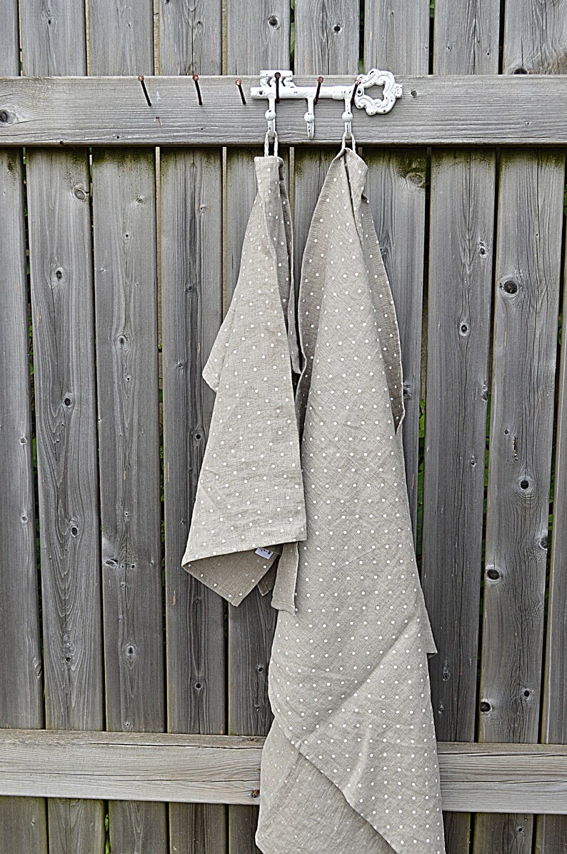 Linen BATH towel / Polka dots towel / Very soft towel / Natural linen towel / Linen / Simple rustic Bath towel / Softened 100% linen towels image 6