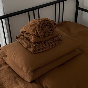 100% HEMP sheet set, Cinnamon hemp set  of 4 pcs, 2 hemp pillowcases and 2 sheets, hemp bedding set