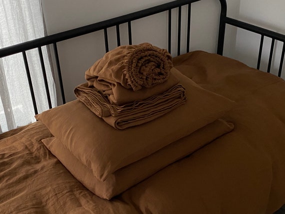 100% HEMP sheet set, Cinnamon hemp set  of 4 pcs, 2 hemp pillowcases and 2 sheets, hemp bedding set