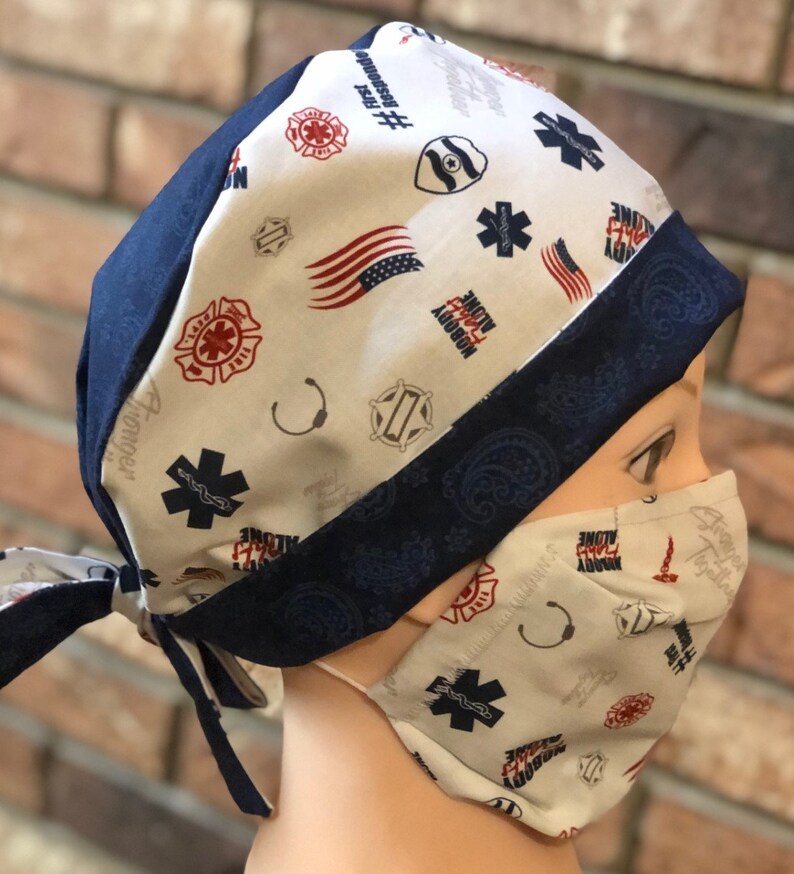 Matching Scrub Hat and Face mask combo with filter pocket Etsy