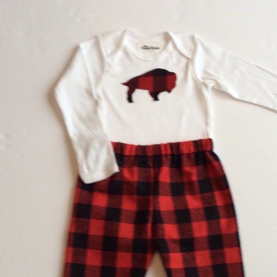 red plaid baby onesie