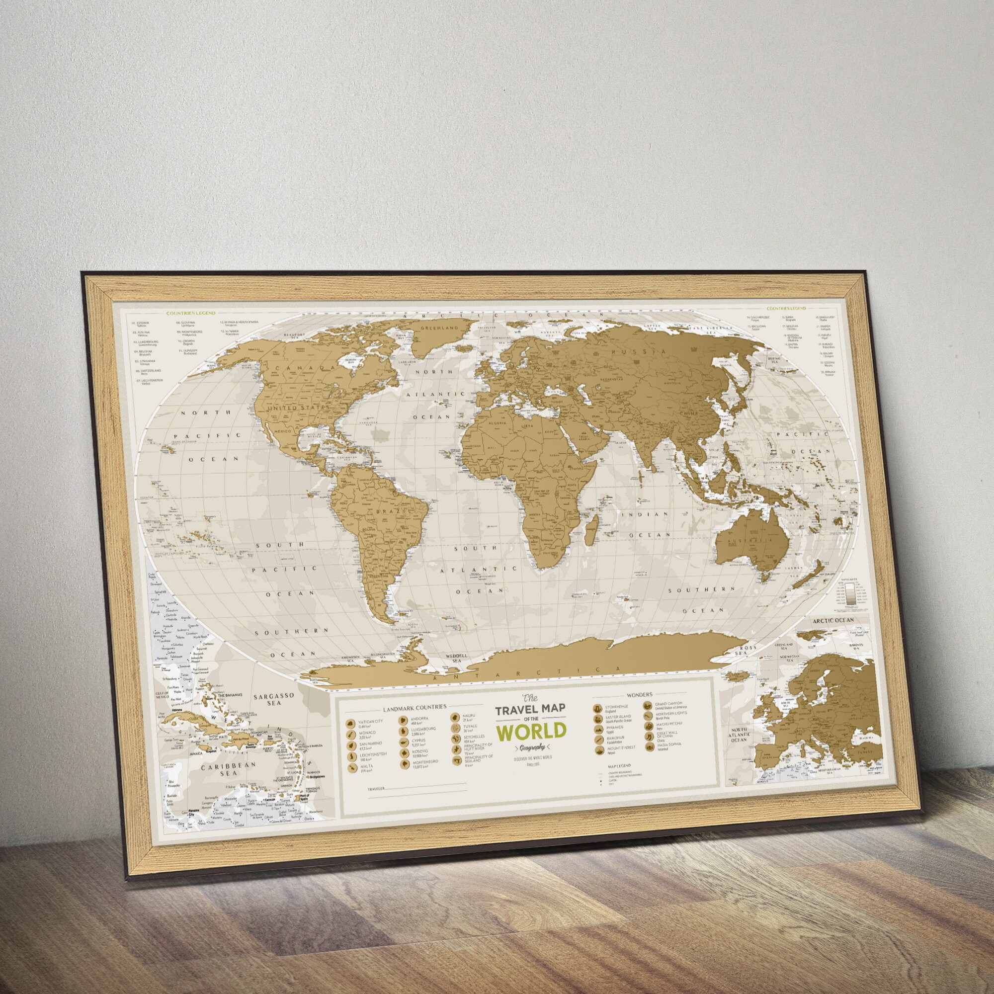 Scratchable World Travel Map With Push Pins the Most Etsy UK