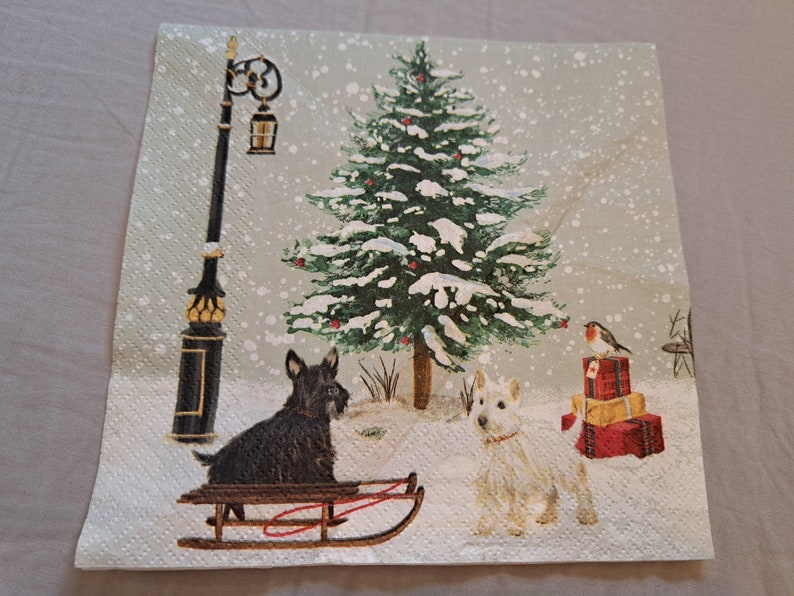 Christmas Dogs Napkins, Decoupage Paper Napkin Etsy UK
