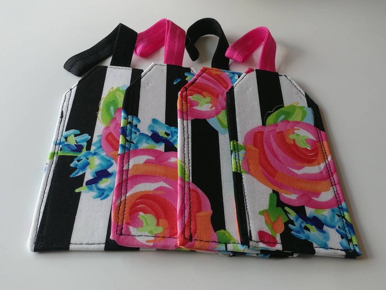 Travel in Fashion Black and White Luggage Tag Travel set. Stroller Travel Tag Gift under 10 Travel Accessory Luggage Tag Backpack Tag