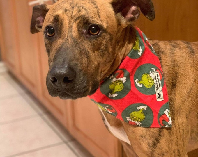 Dog Bandana. the Grinch. Grinch Dog Bandana. Christmas Bandana. Dog