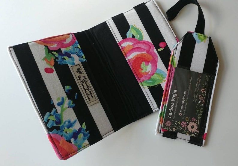 Travel in Fashion Black and White Luggage Tag Travel set. Stroller Travel Tag Gift under 10 Travel Accessory Luggage Tag Backpack Tag