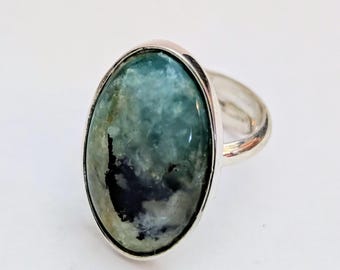 Peruvian Opal Adjustable Ring Peruvian 950 Sterling Silver
