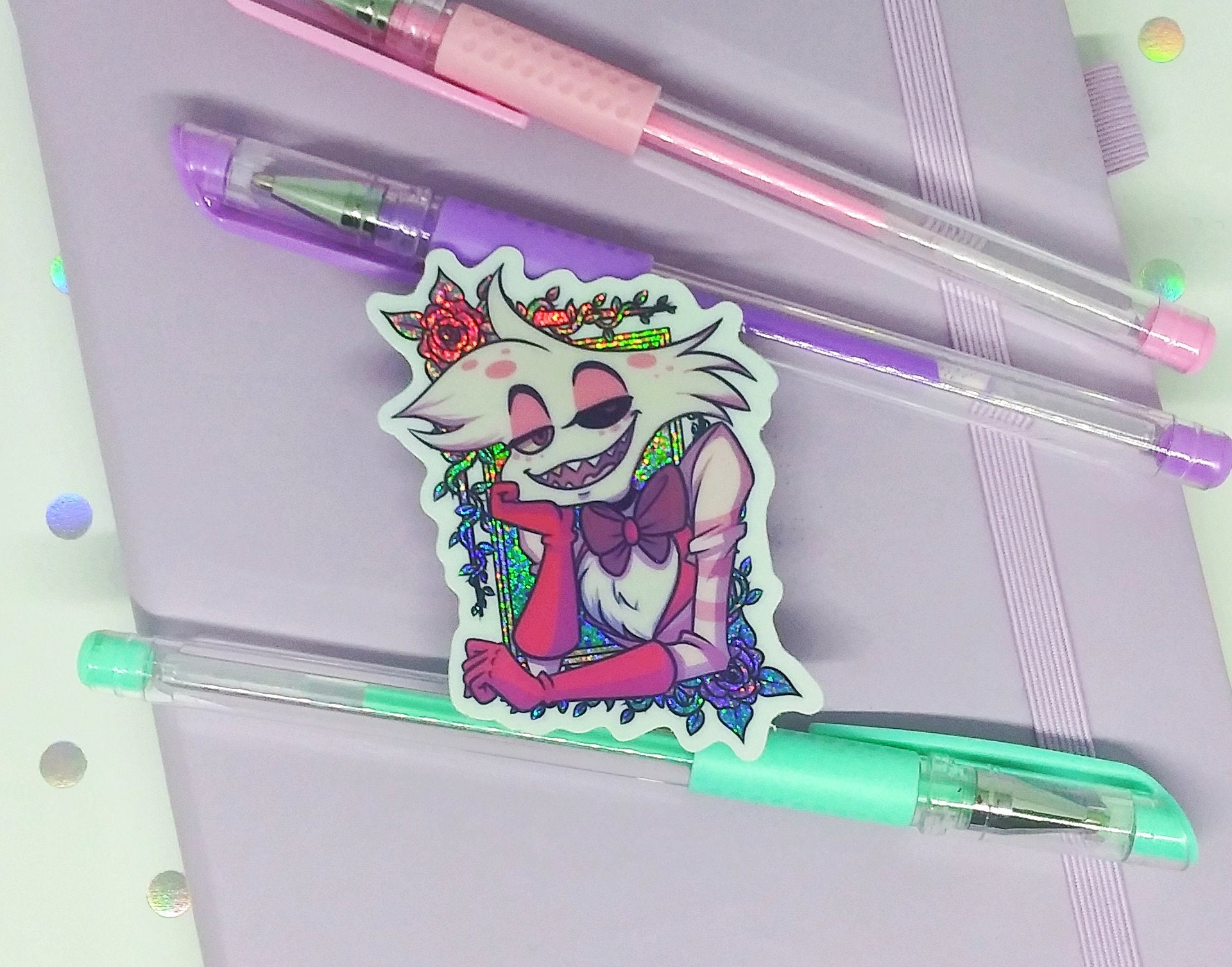 Hazbin Hotel: Angel Dust | Glitter Holographic Decal Vinyl Sticker | …