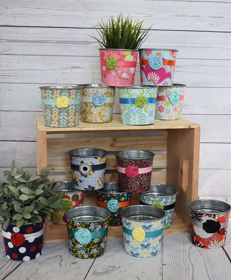 Fabric Covered Flower Pot Garden Decor Home Decor READY Etsy