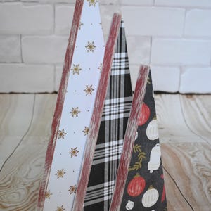 Set/3 Wood Christmas Tree - Red & Black Christmas - Holiday Decor - Tiered Tray - Christmas Decor - Wood Christmas Tree READY TO SHIP