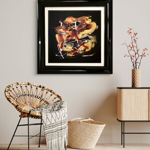 Abstract wall art, Large abstract, Ready to hang art, Living Room Art, Black Gold painting, Framed artwork, Canvas painting, Wall decor, Art