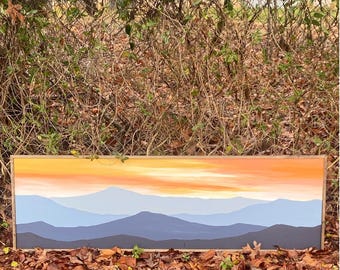Sunset Blue Ridge Mountain Wall Art  | Woodsign | painting | art| living room | dining room | office | bedroom | decor | home decor |