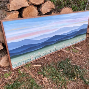 Sunset Blue Ridge Mountain Wall Art  | Woodsign | painting | art| living room | dining room | office | bedroom | decor | home decor |