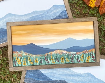 7 X 12 in | FALL edition Blue Ridge Mountain | Painting | Original Art | Home Decor | wall art | living Room | blue