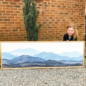 Blue Ridge Mountain Wall Art  | Woodsign | painting | art | mountians | living room | dining room | office | bedroom | decor | home decor |