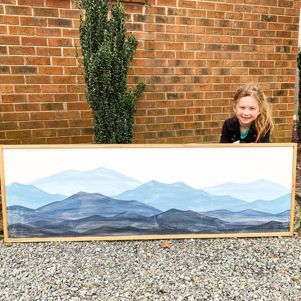 Blue Ridge Mountain Wall Art  | Woodsign | painting | art | mountians | living room | dining room | office | bedroom | decor | home decor |