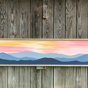 Large 4 ft SUNSET Blue Ridge Mountain Wall art  |living decor | office decor | home decor | painting | art | mountain home decor | wood
