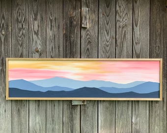 Large 4 ft SUNSET Blue Ridge Mountain Wall art  |living decor | office decor | home decor | painting | art | mountain home decor | wood