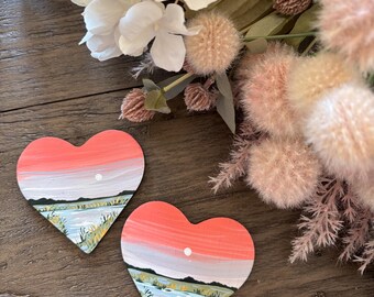 MAGNET sunset marsh ll - sunset background- Heart  Ornament | Valentine’s Day  | Blue Ridge Mountain | mini painting