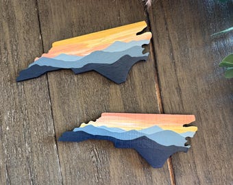 MAGNET - North Carolina - sunset background- Heart  Ornament | Valentine’s Day  | Blue Ridge Mountain | mini painting