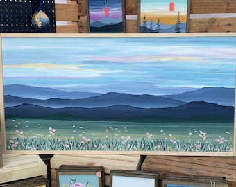 Large SUNSET Blue Ridge Mountain Wall art  |living decor | office decor | home decor | painting | art | mountain home decor | wood