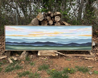 Sunset Blue Ridge Mountain Wall Art  | Woodsign | painting | art| living room | dining room | office | bedroom | decor | home decor |