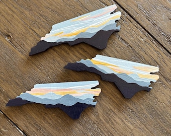 MAGNET - North Carolina -blue  sunset background- Heart  Ornament | Valentine’s Day  | Blue Ridge Mountain | mini painting