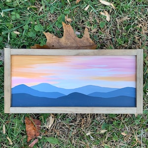 7 X 12 in | SUNSET Blue Ridge Mountain | Painting | Original Art | Home Decor | wall art | living Room | blue
