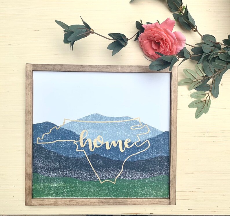 North Carolina Home Wood Sign Blue Ridge Mountain Kitchen Etsy