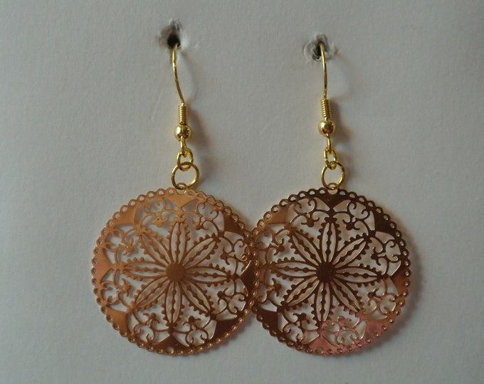 Gold Medium Circle Earrings with Gold Fishhook