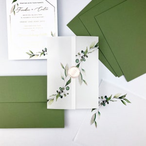 Printed Vellum Jacket / Wrap suitable for a 5 x 7 Wedding Invitation