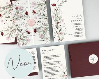 SAMPLE ONLY* Juliet Wedding and Evening Invitation with printed vellum and belly band