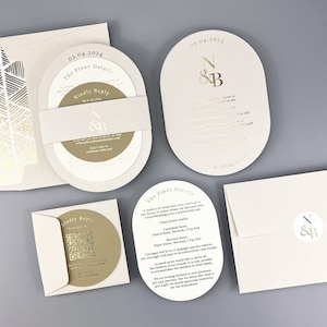 SAMPLE ONLY *Nyla Oval Shaped Wedding day or evening invitation with belly band