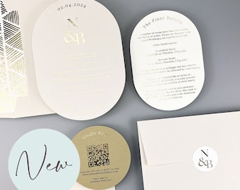 SAMPLE ONLY *Nyla Oval Shaped Wedding day or evening invitation with belly band