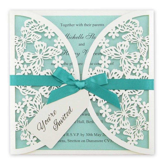 SAMPLE Butterfly Laser Cut Wedding Invitation with Tag Etsy