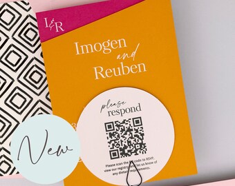 SAMPLE ONLY *Imogen Modern Shaped Wedding day or evening invitation with paperclip