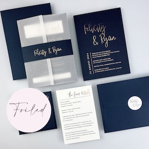 NUR PROBE * Felicity Parcel Hochzeitstag oder Abendeinladung mit Pergament und Bauchband
