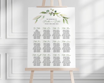 Frankie Greenery Personalised Wedding Table Plan