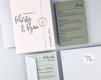 SAMPLE ONLY * Felicity Gatefold Wedding and Evening Invitation