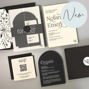 SAMPLE ONLY *Nolan Parcel Wedding day or evening invitation with vellum and belly band