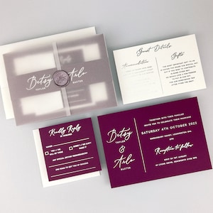 SAMPLE ONLY *Betsy Foiled Wedding Invitation with vellum and belly band