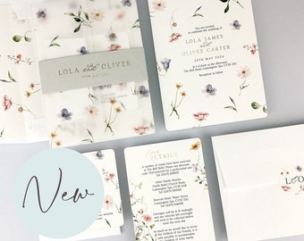 SAMPLE ONLY* Lola Parcel Wedding and Evening Invitation with printed vellum and belly band