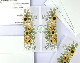 Giacca/involucro in pergamena stampata adatta per un invito a nozze 5 x 7