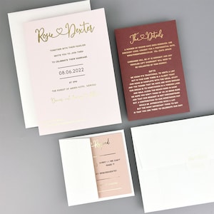 SAMPLE ONLY * Rosie Foiled Wedding Invitation with vellum and belly band