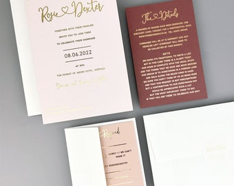 SAMPLE ONLY * Rosie Foiled Wedding Invitation with vellum and belly band