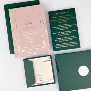 SAMPLE ONLY * Zuri Foiled Wedding Invitation with vellum and belly band
