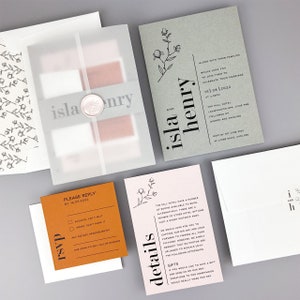 SAMPLE ONLY  *Isla Foiled Wedding Invitation with vellum and belly band