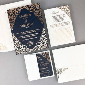 SAMPLE ONLY *Aurora Foiled Wedding Invitation with vellum and belly band