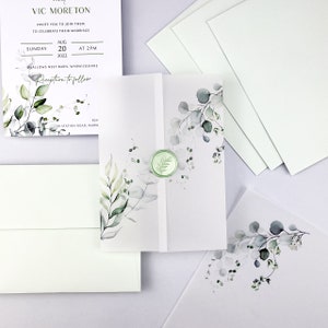 Printed Vellum Jacket / Wrap suitable for a 5 x 7 Wedding Invitation